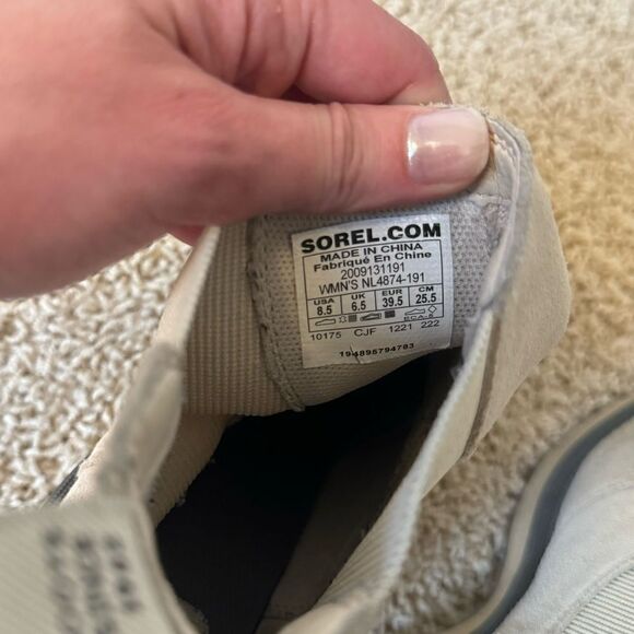 Sorel Hi-Line Platform Heel Boots Ankle Boots Waterproof 8.5 White Grey - Picture 5 of 5